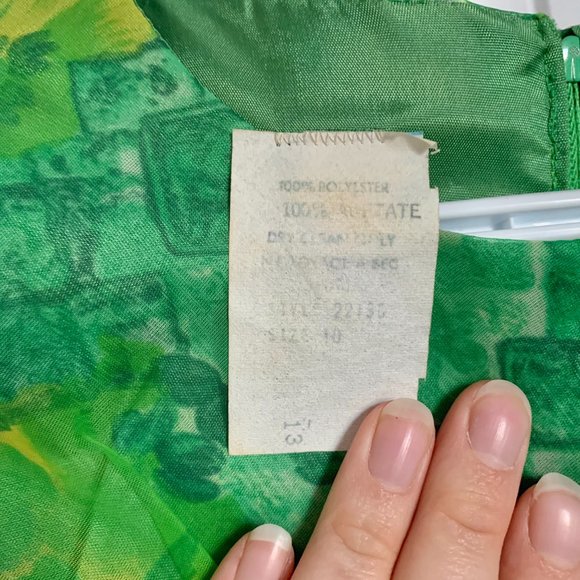 Vintage Green Floral Dress, party skirt - Picture 5 of 5